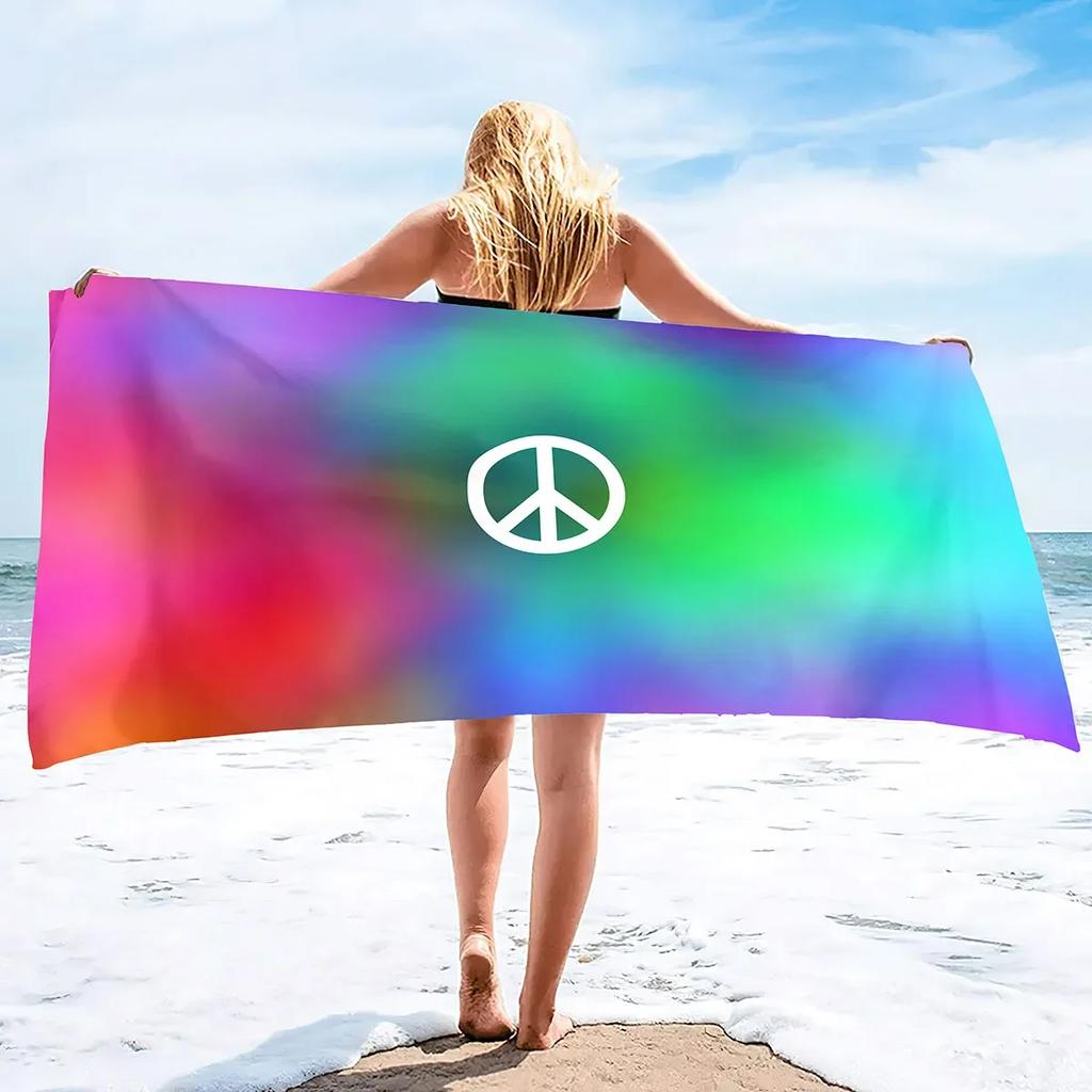 Microfiber Sand Free Beach Towel Super Absorbent Lightweight ThinTowel Blanket for Travel Pool Swimming Bath Camping Love&Peace