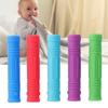 Lot de 5 anneaux de dentition en silicone pour bébé, poignée souple et sûre, porte-crayon pour entraînement musculaire