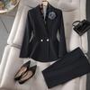 Autumn Waist Slimming Jacket Blazer Pencil Pants Two Piece Set Elegant Women's Office Suit Set Outfits