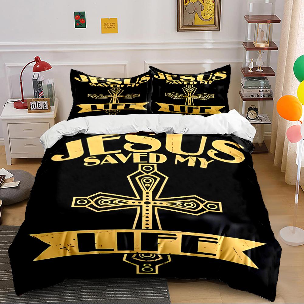 Jesus Saved My Life Bedding Set Bedding set (1 duvet cover, 2 pillowcases, duvet not included)