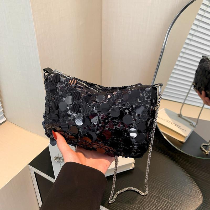 Stilvolle Koreanische Pailletten-Abendtasche Für Damen In Gold Silber Knallpink Und Schwarz 2024