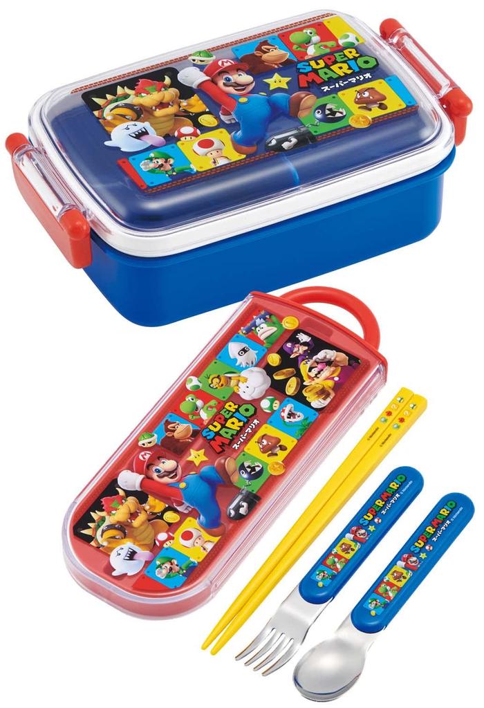 Skater Lunch with a Soft Single Made in Super Mario Children's Box, 450ml, Dome-Shaped Lid, Tier, Japan, 23, Boys' (RBF3ANAG-A)