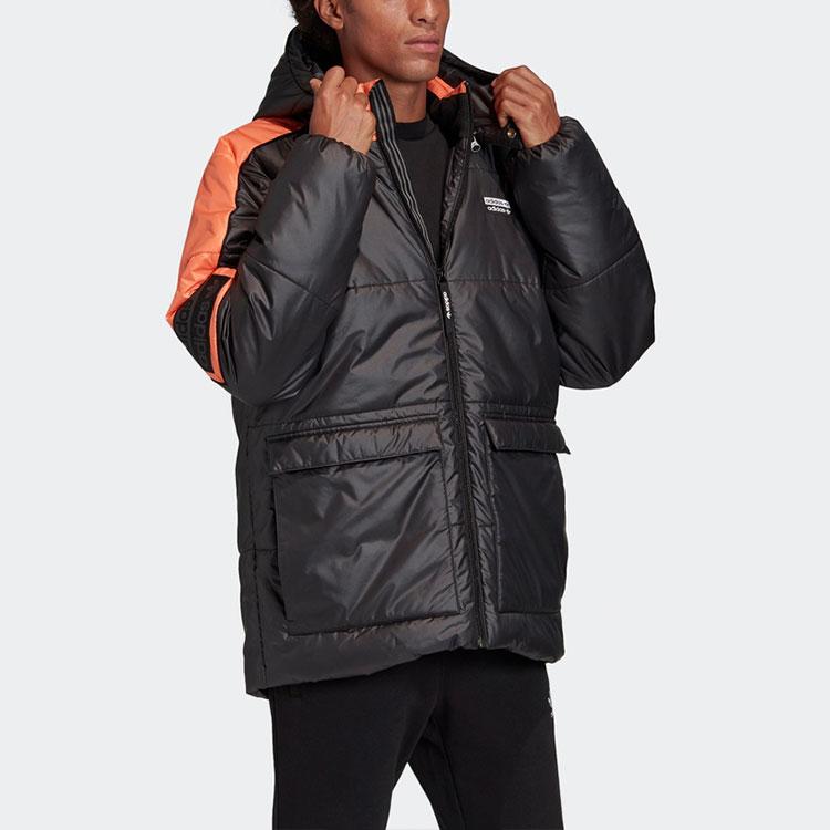 Adidas Originals R.Y.V. Padded Colorblock Sports Mid-Length Hooded Cotton Jacket Men Outerwear Black GC8687