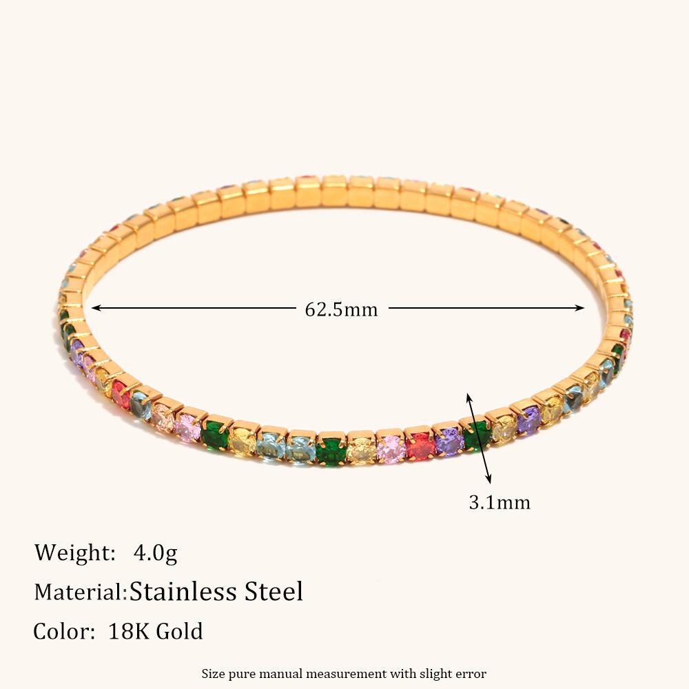 La.Muses Elastic Cubic Zirconia Stainless steel Woman's Bracelet Fashion Luxurious Zircon Party Accessories