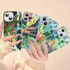 Jungle Art Illustration Snake Cats Sloth Tempered Glass For Iphone 14 13 12 11 Pro Mini XS MAX 14Plus X XS XR Fundas