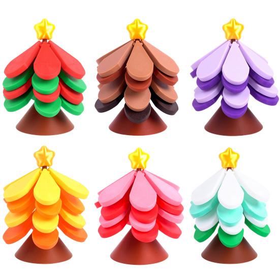 Silicone Trivets with Stand Christmas Tree Insulation Mat Festive Pot Holders for Kitchen Dining Holiday Gift Idea