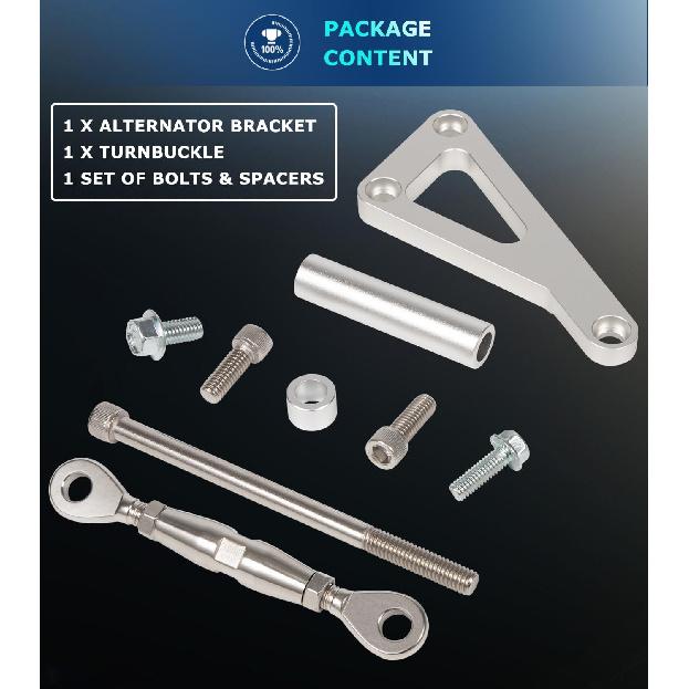 Billet Alternator Bracket Adjustable Kit For Chevy SBC 305 327 350 383 5.0L 5.7L V8 Eight Cylinder Long Water Pump Polished Aluminum For Chevy Small