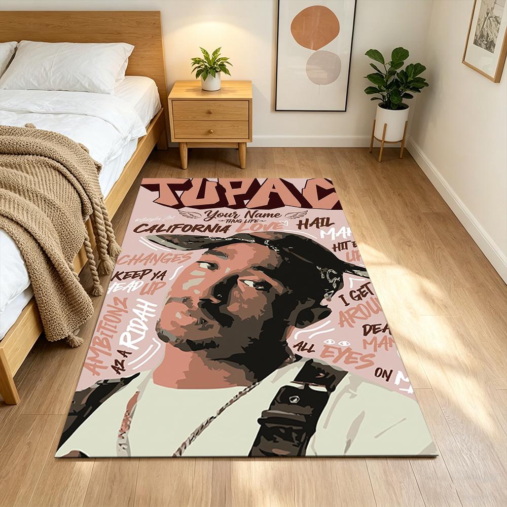 2pac Customized Name Area Rug Design for Hallway Study Room Decorate Room Bedrooms Anti-slip Rug Anime Office Decor Best for Christmas