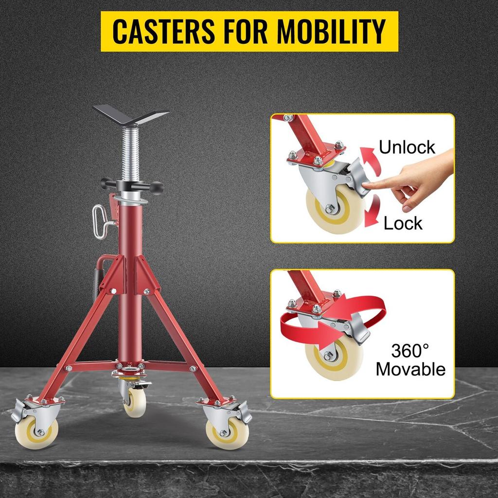 Pipe Stand, Pipe Jack Stand, V Head Pipe Stand Adjustable Height 28-52 Inch, Pipe Jack Stands with Casters 882 LB, Folding Portable Pipe Stands 1/8 To