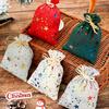 Christmas Drawstring Candy Bags 10 Pack with Star Pattern Fabric Design Suitable for Holding Sweets and Decorations