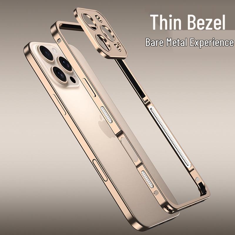 Ultra-Thin Lightweight Metal Frame iPhone 16/15 Pro Case with Seahorse Buckle Design and Heat Dissipation
