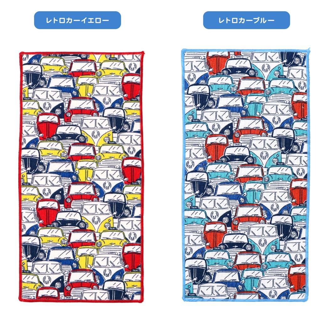 Half Set of 6 In Gauze Handkerchiefs with Cute Car Car Set [cluster] Kids' Handkerchiefs, [Made Japan] Patterns, Y-Retro