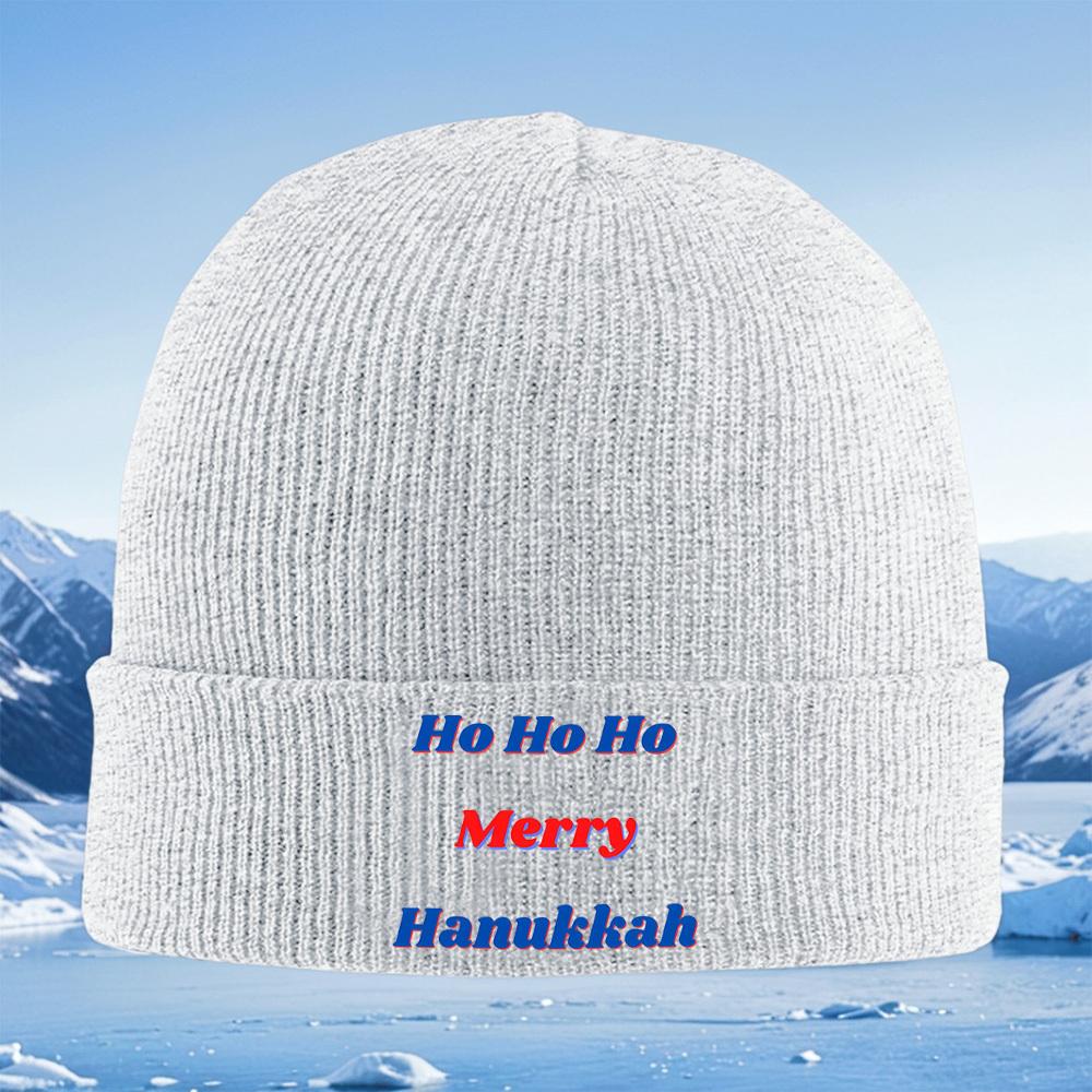 Ho Ho Ho Merry Hanukkah Men Women Unisex Knitted Hat Beanie Pullover Cap Winter Thermal Warm Christmas Outdoor Cycling Hiking Sk