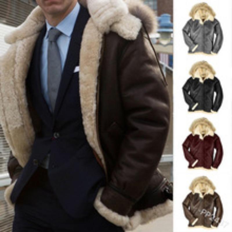 Winter Thermal Jacket Jacket Imitation Leather Velvet Men's Coat