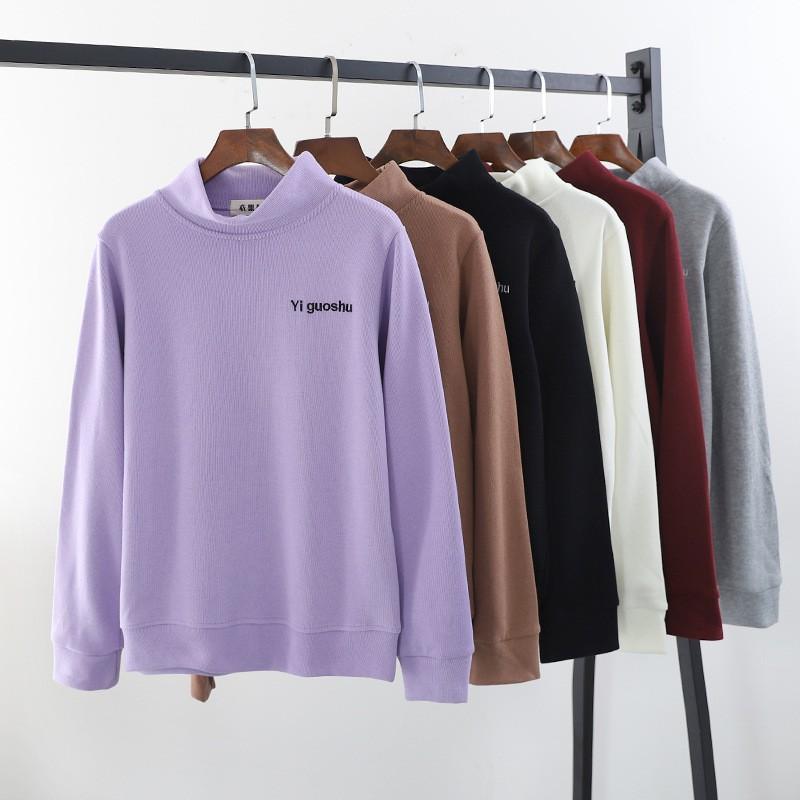 Womens Half Turtleneck Pullover Sweatshirt Loose Fit Cotton Long Sleeve Top Winter Casual Wear