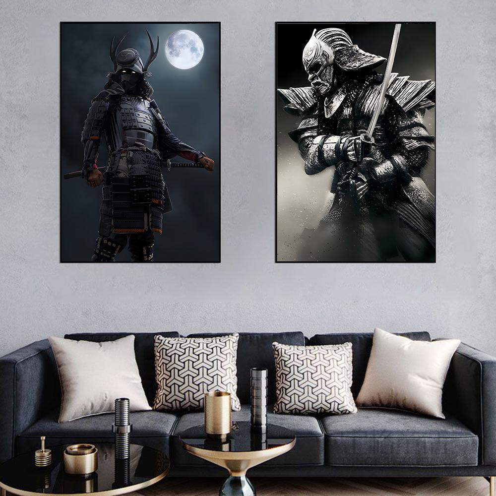 Japanese Samurai Canvas Poster Modern Home Sofa Background Wall Art Painting Print Pictures Bedroom Living Room Decor Mural Gift