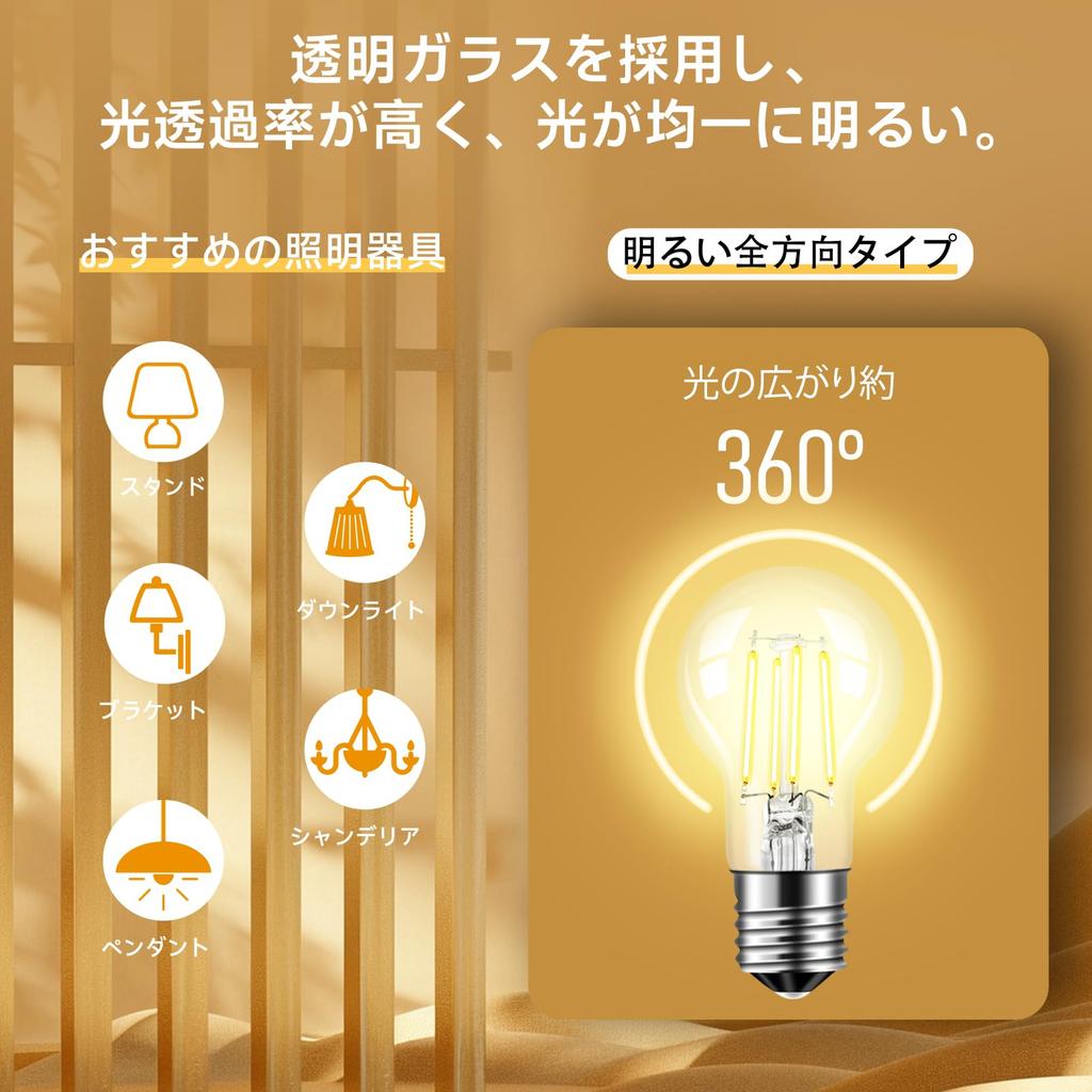 Mini Krypton Bulbs, E17 Base, LED Bulbs, Warm White Equivalent, 40W, 470lm, Omnidirectional, Clear, Energy-Saving, Compatible with Sealed and