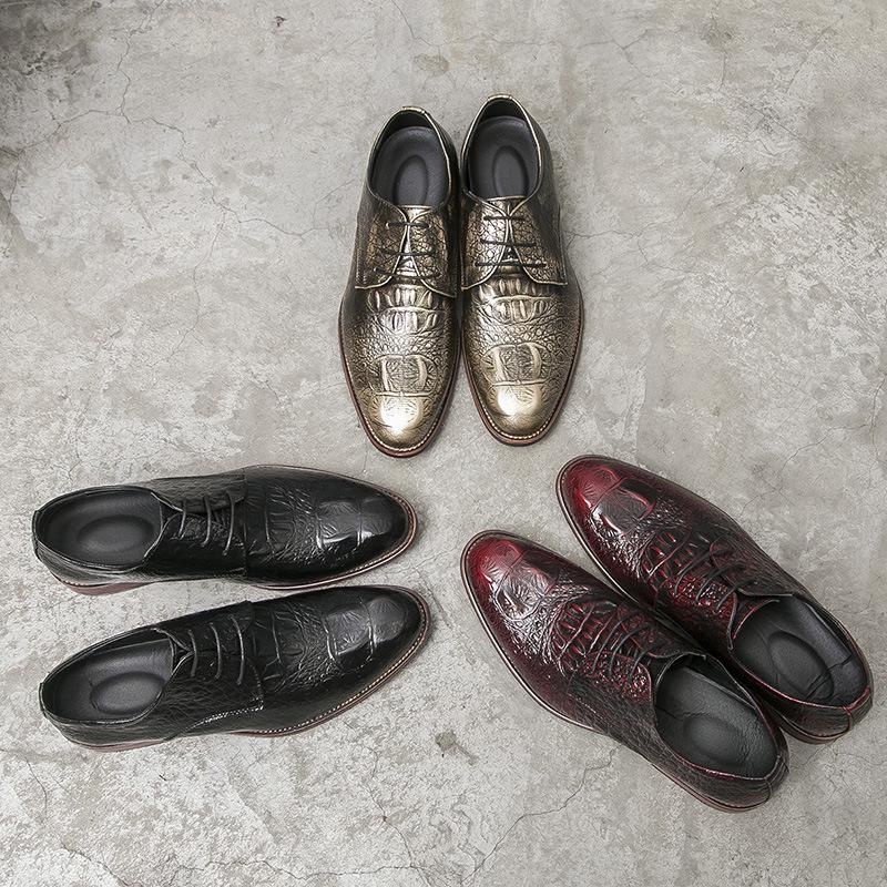 2025 Men's Crocodile Pattern Leather Shoes - Business Korean British Style, Formal Fashion for Youth & Weddings
