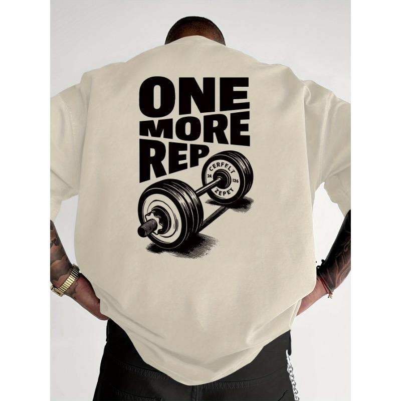 Men's T-Shirt Vintage Funny Gym Workout ONE MORE REP Weightlifting Women Streetwear Cotton Oversized Tees Short Sleeve Loose Top