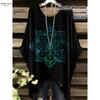 T-shirt Elegante Bohemien da Donna Stampa Notte Stellata Bianco Pois su Tutta la Superficie Orlo Asimmetrico Scollo a O Moda Casual Donna Abbigliamento Y2k