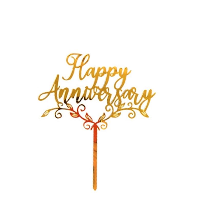 Aomily Food Grade 10pcs/Set Happy Anniversary Bright Acrylic Cake Topper 12 Kinds of Happy Party Topper Cake Decorating Supplies