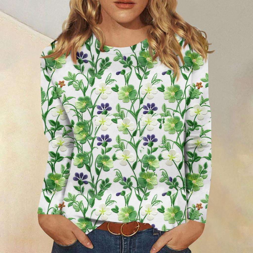 Pikkade varrukatega särgid naistele Armsad prinditud graafilised särgid Pluusid Suurepärased vabaaja topid Pullover Jõulud