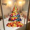 Reusable Holiday Window Film Stained Glass Style Christmas Tree Stickers, Removable PVC Static Cling Decals for Waterproof Seasonal Wall Art