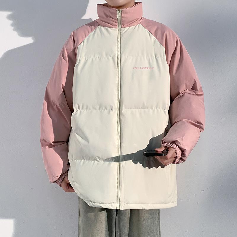 

Воротник-стойка, хлопковая подкладка, мужская зимняя молодежная утолщенная американская хлопковая подкладка, куртка высокого класса Sense Ruffian Handsome Down Cotton-paded M розовый