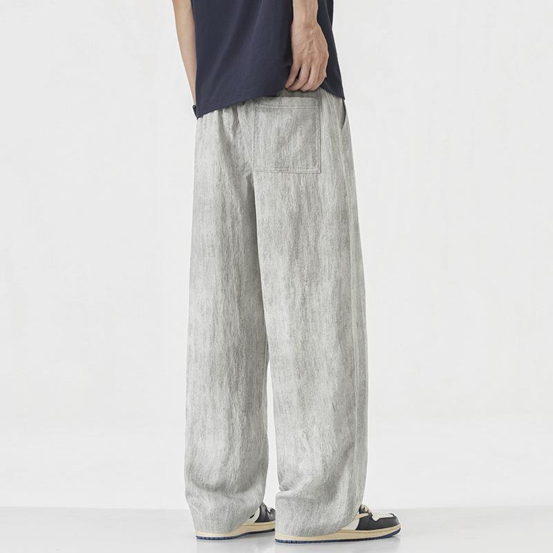 Summer thin breathable tie-dye casual pants men's versatile straight pants ice-feeling loose wide-leg pants wholesale