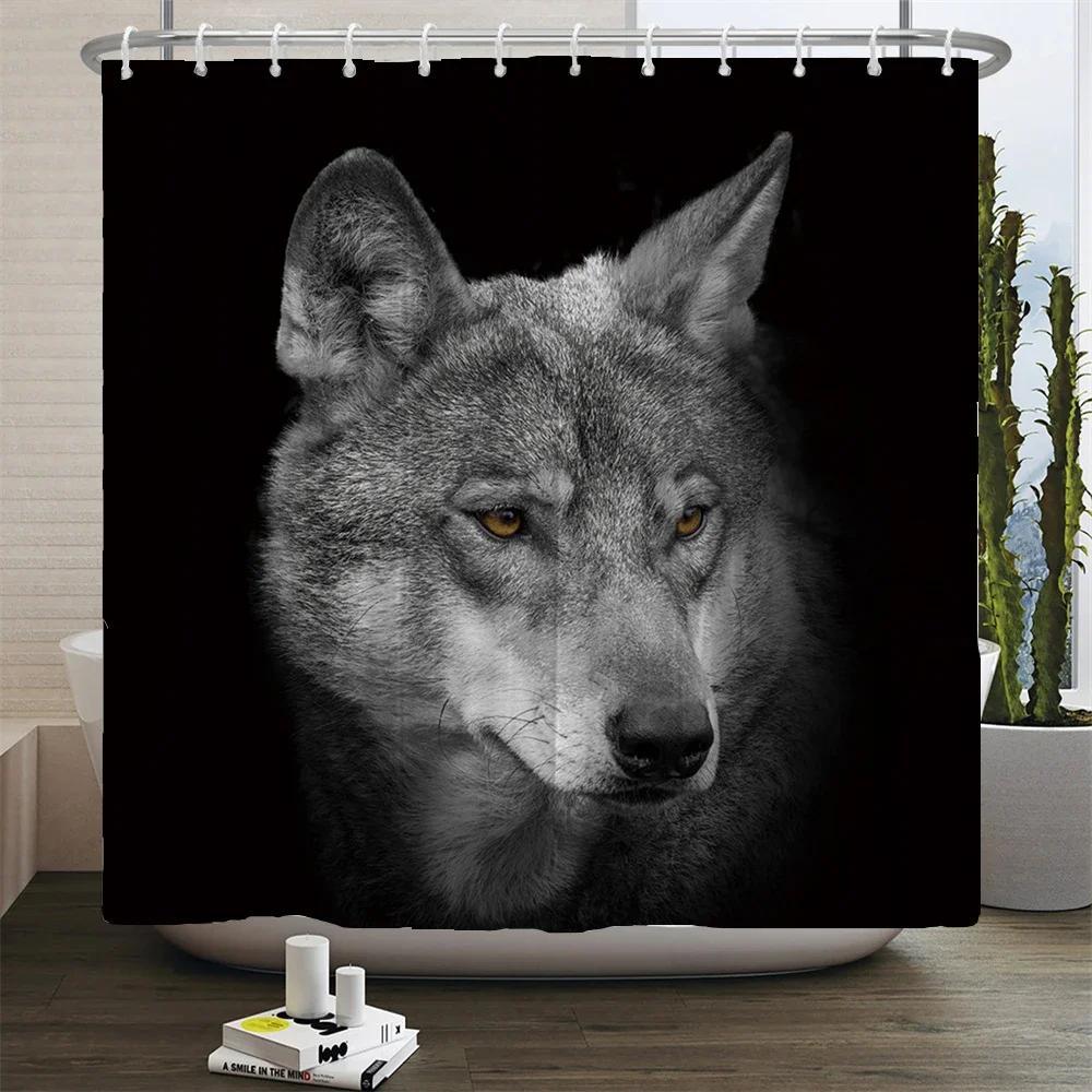 Animals Printed Lion, Tiger, Cat,Elephant,3D Bath Curtains Waterproof Polyester Cloth Washable Bathroom Shower Curtain With Hook
