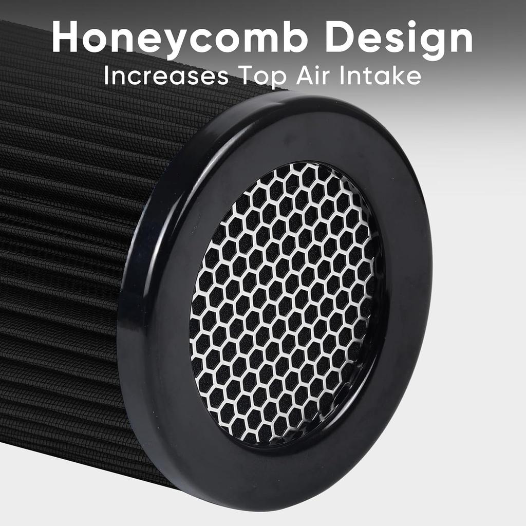 3 3.5 4 Inch Cold Air Intake Filter 76Mm 89Mm 101Mm High Performance Washable 3 Sizes In 1 Clamp-On Replacement Cone Air Filter Black