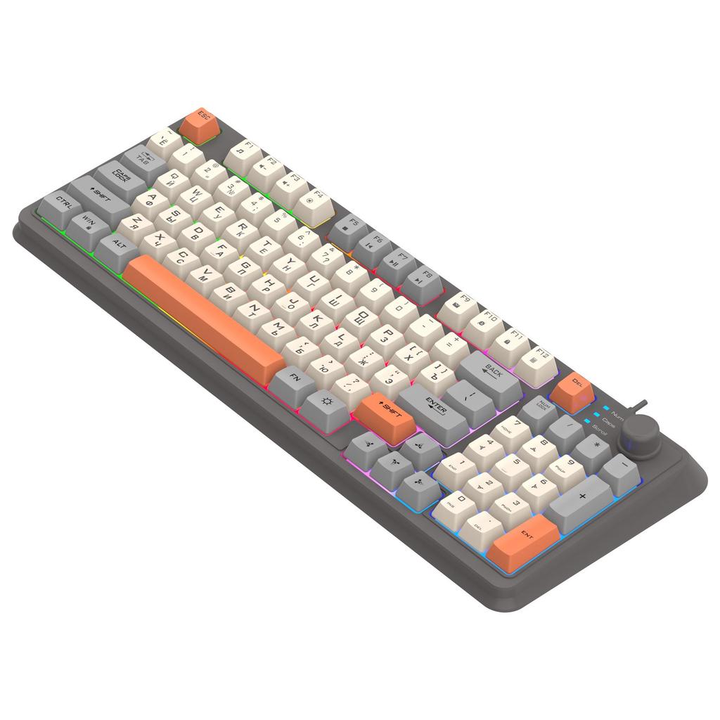 Silver Fox K820 Three-Color Backlit Russian Gaming Wired Keyboard & Mouse Set