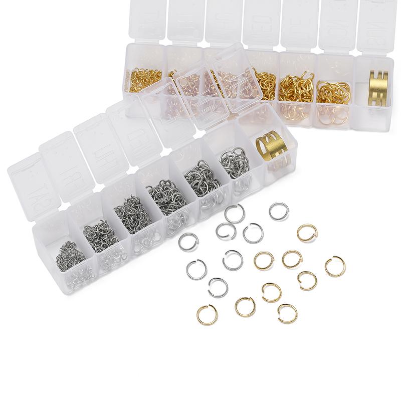 7Grids/Box Stainless Steel Open Jump Rings Split Rings Connectors Sets for DIY Bracelet Necklace Jewelry Making Accessories