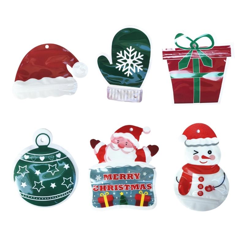 

Set of 6 Plastic Christmas Gift Bag Creative Wrapping Bags for Home and Office Gifting Stylish Festives Present Pouches