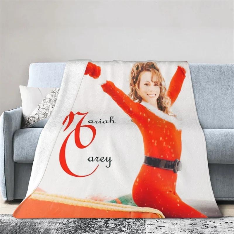 3D-Druck Mariah Carey Decke Weiche Sofadecke Überwurfdecke Fleece Wandteppich Weihnachten Warme Bettdecken für Schlafzimmer Couch