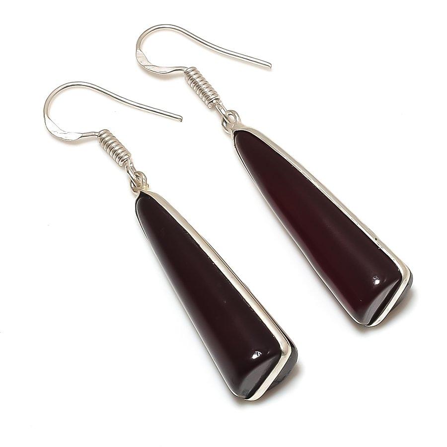 

Серьги из серебра 925 пробы с натуральным аметистом, ручная работа, 1,97 дюйма, d3o01
