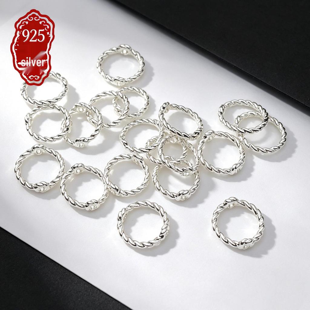 S925 Sterling Silver Twisted Ring: Handmade Jewelry Connector for Bracelets, Necklaces