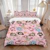 Cute Creatures Pink Background Print 3Pcs Bedding Setduvet Cover With 2 Bedropillowcase Home Birthday Gift