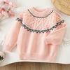 Girls Knitted Pullover Sweater with Pattern, Warm Long Sleeve Base Layer Top for Winter