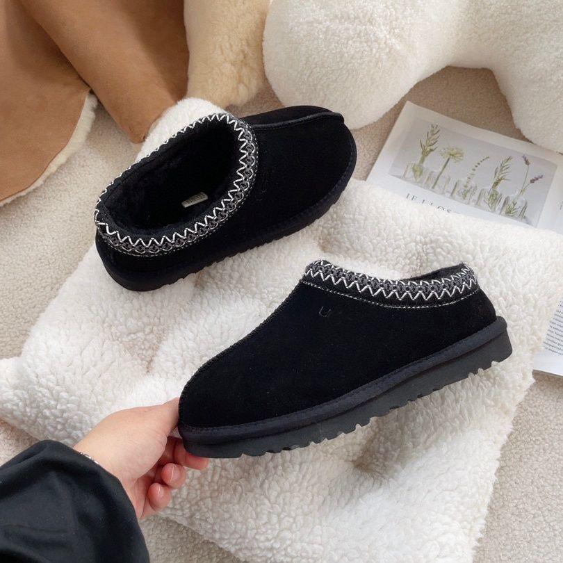 

New Winter Women Suede Slippers Genuine Leather Tasman Fur Slippers Tazz Shoes Ultra Mini Low-top Warm Boot Short Plush 43