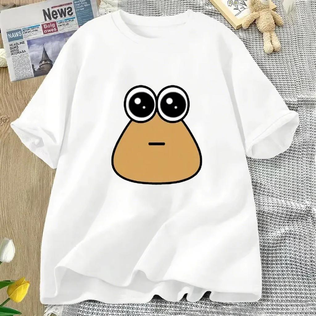 Hungy Pou Uwu Graphic Tees Funny Print Oversized Women Tops Tshirt Clothing Streetwear Short Sleeve Tee Shirt Tops Harajuku
