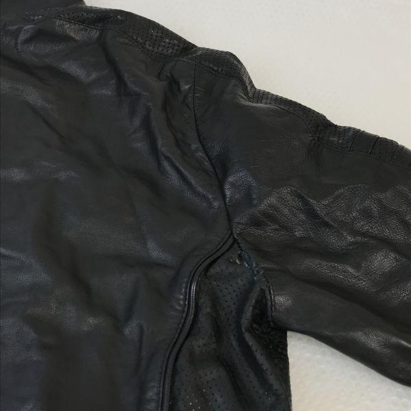 Italian L(!)W BRAND Leather Jacket Men M Black Rider Zip Jumper cBH552(USED)