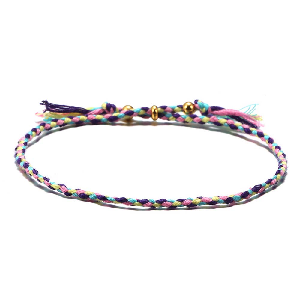 Women Copper Bead Girls Gift Fashion Accessories Polyester Thread Braid Hand Rope Woven Bracelet