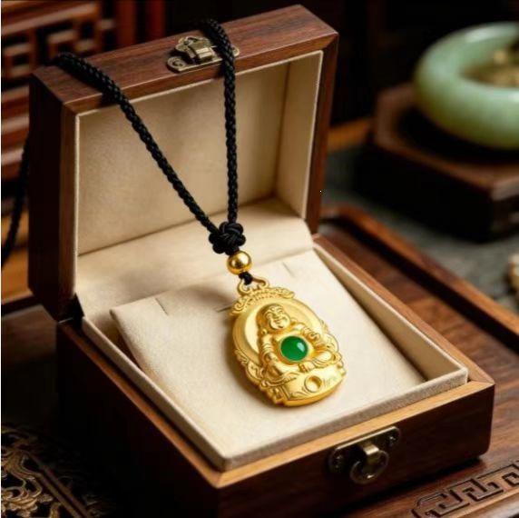 Exquisite Gold Maitreya Buddha Alloy Pendant Necklace - Unisex, Master Recommended, Ancient Craftsmanship.