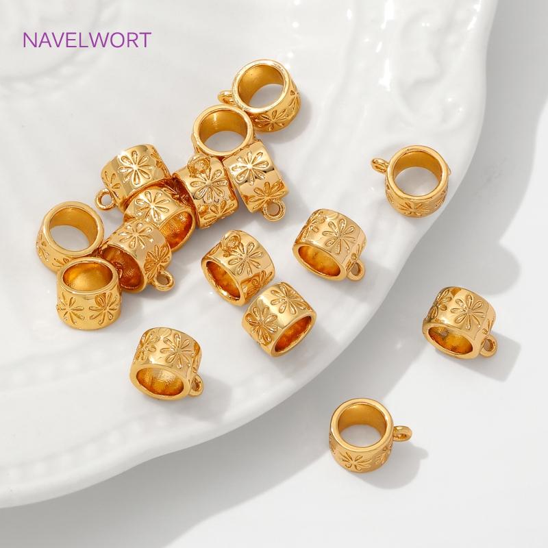 18K Gold Plated Inlaid Zircon Tube Pendant Bail Brass Pendant Connectors Bail Clasps For DIY Necklace Jewelry Making Accessories