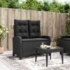 Inclinable Garden Bench with Black Woven Resin Cushions