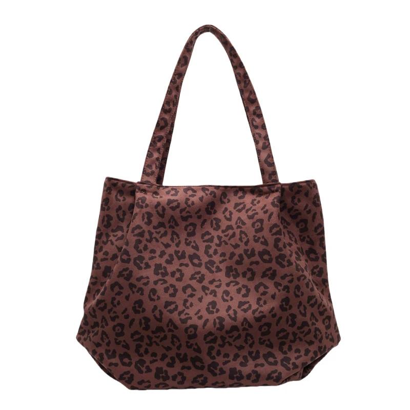 Large Capacity Nylon Shoulder Bags for Women with Zippers  Leopard Print Design  Casual Fashion  High Quality