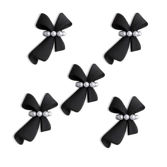 

5 шт. украшения для ногтей, дизайн из искусственного жемчуга, без запаха, привлекательный изысканный декоративный 3D бантик, художественные советы, подарок для женщин чёрный
