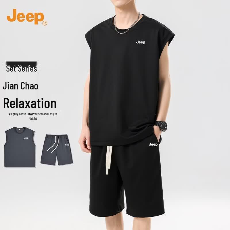 JEEP Men s Sleeveless Vest and Shorts Casual Set 4XL