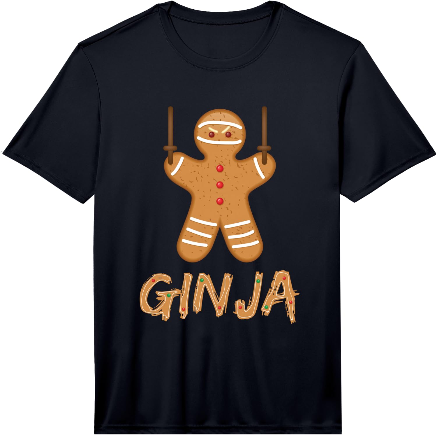 Ginja Funny Ginger Cookie Ninja Christmas Cartoon Cookie Performance T-Shirt Unisex T-Shirt XXXL